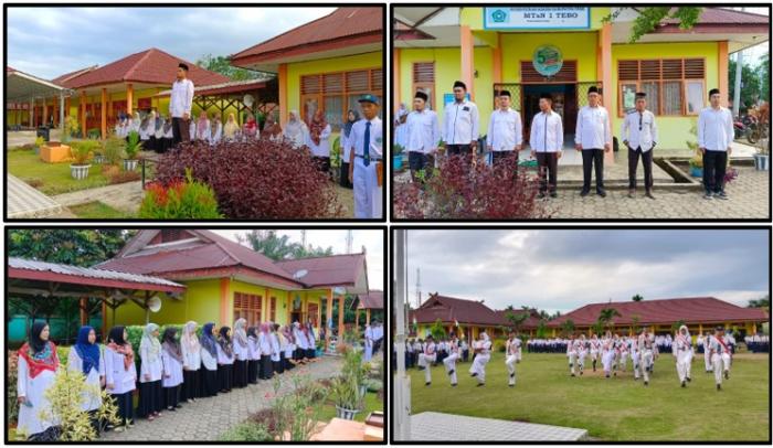 MTs N 1 TEBO ADAKAN UPACARA PERDANA USAI LIBUR SEMESTER