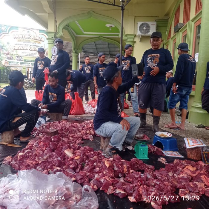Teladan di Tengah Umat, Guru MTsN 1 Tebo Aktif Jadi Panitia Penyembelihan Hewan Qurban di Desa Masing-Masing