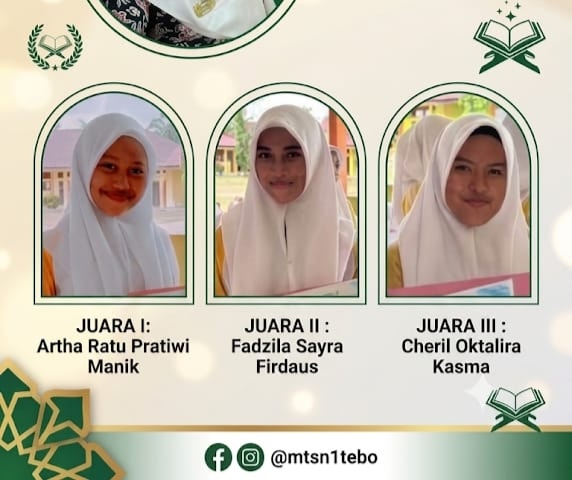 Tiga Siswi MTsN 1 Tebo Raih Juara Olimpiade Bahasa Arab Tingkat Kabupaten, Kota