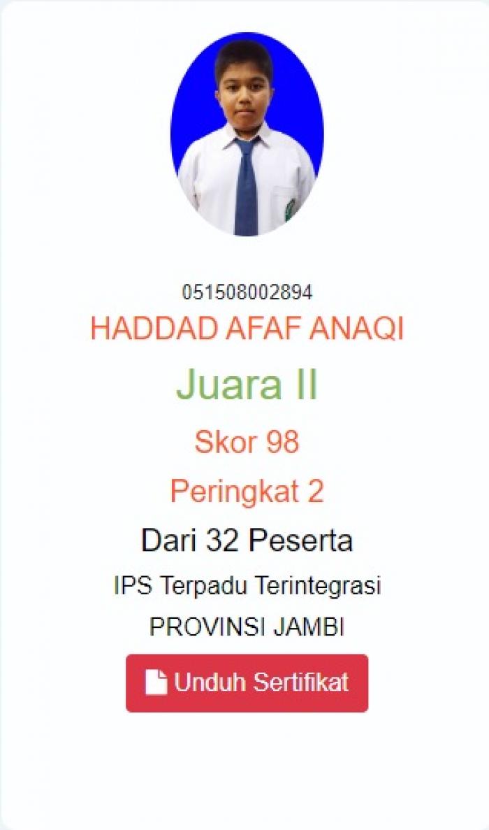 MTs N 1 TEBO RAIH PERINGKAT II KSM TINGKAT PROVINSI JAMBI