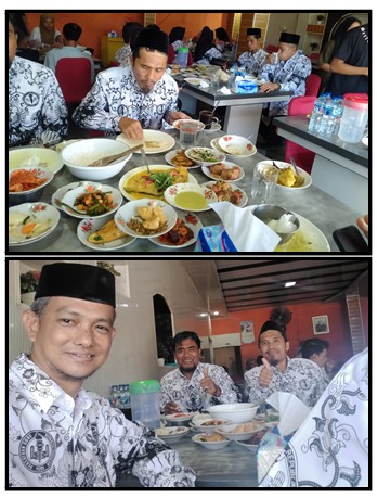 MAKAN BERSAMA GURU MTs N 1 TEBO USAI UPACARA PGRI DI RIMBO BUJANG