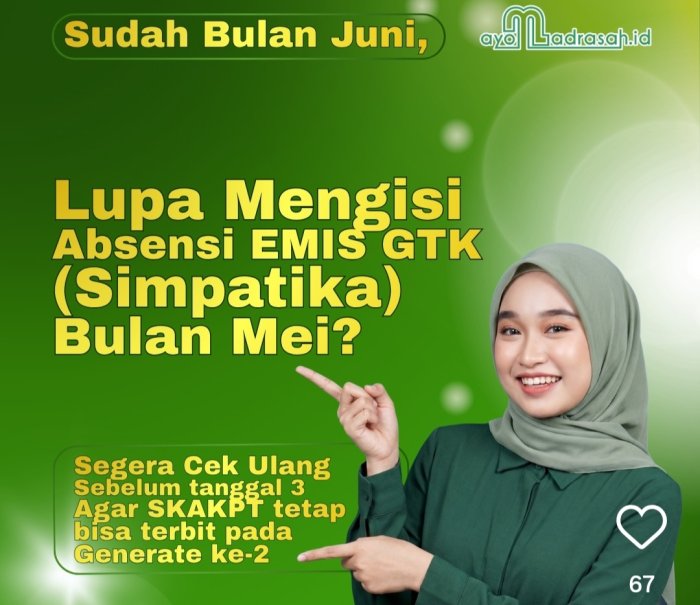 Kemenag Imbau Madrasah Segera Validasi Absensi Guru di EMIS-GTK
